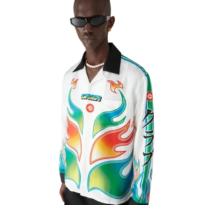 Camicie in twill di seta a maniche lunghe Flame Laurel