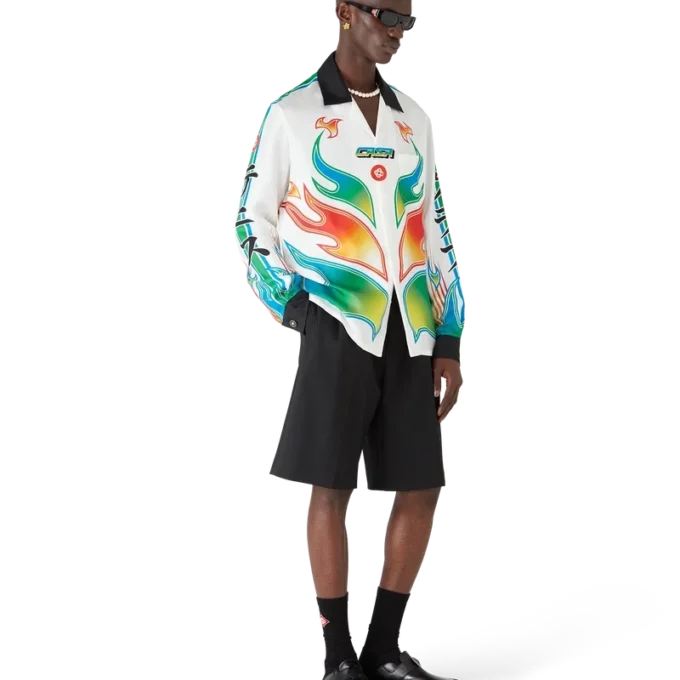 Camicie in twill di seta a maniche lunghe Flame Laurel