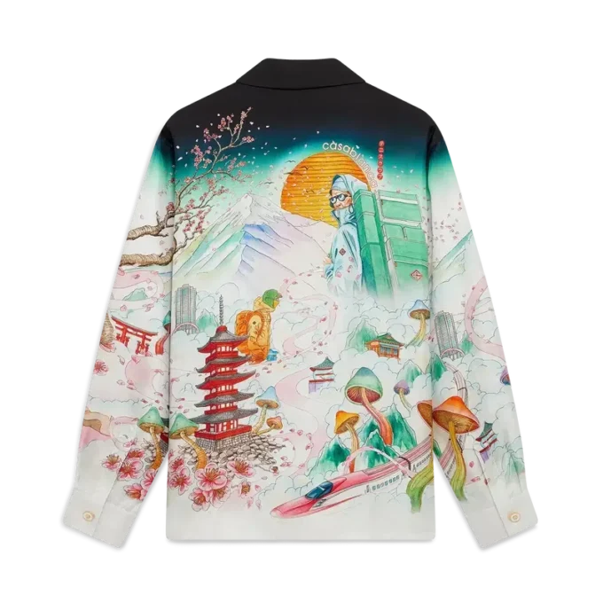 Camicie in twill di seta a maniche lunghe Flowers