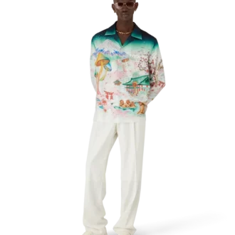 Camicie in twill di seta a maniche lunghe Flowers