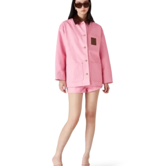 Cappotto da lavoro in pelle goffrata