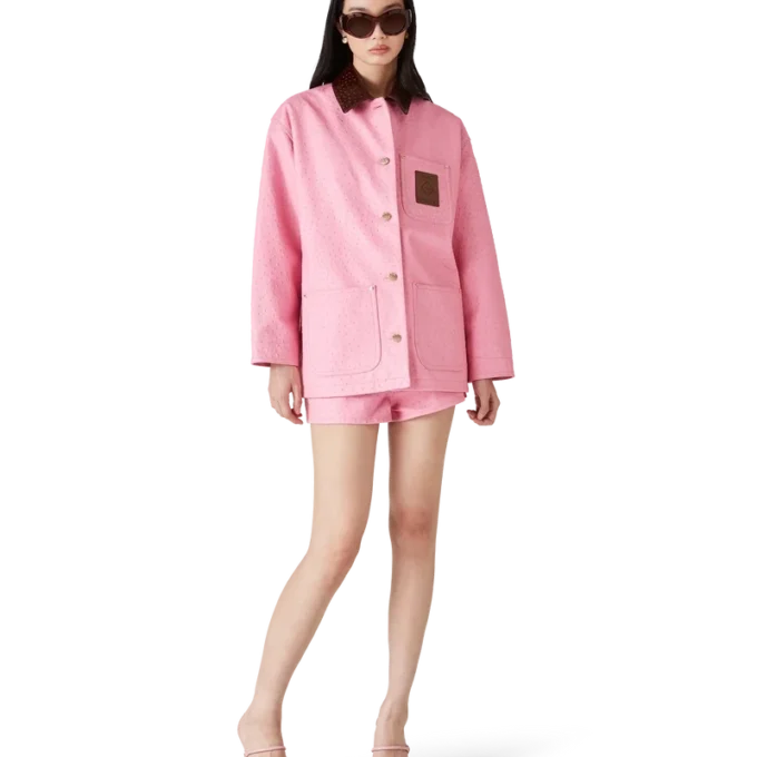 Cappotto da lavoro in pelle goffrata