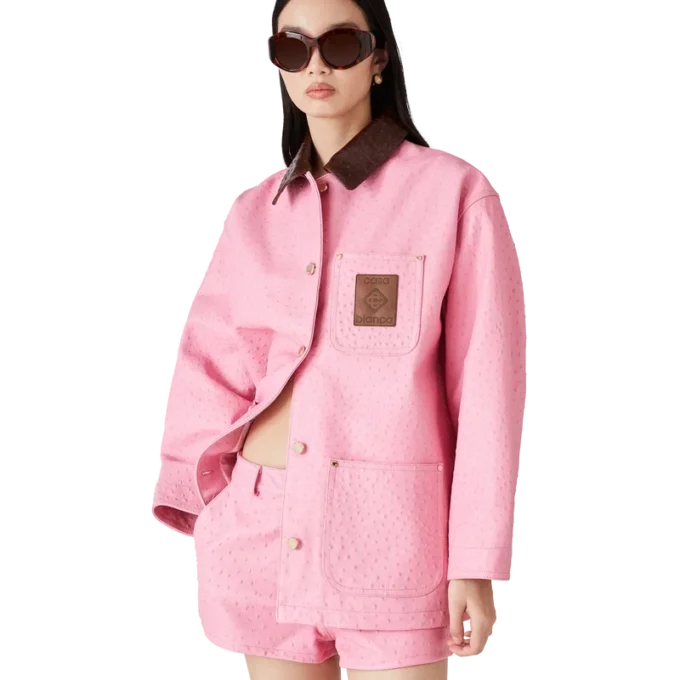 Cappotto da lavoro in pelle goffrata