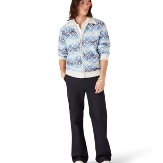 Cardigan in lana merino a maniche lunghe con monogramma Space Dye