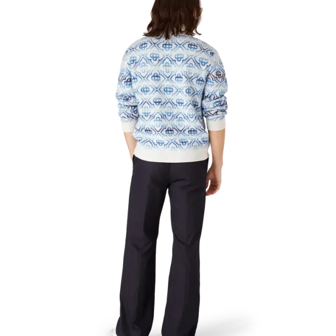 Cardigan in lana merino a maniche lunghe con monogramma Space Dye