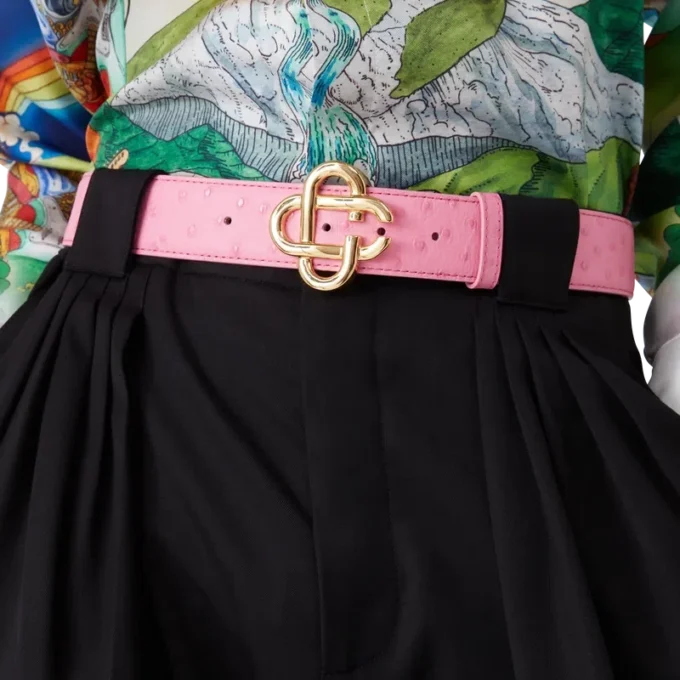 Cintura con logo CC in rilievo rosa