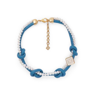 Collana annodata blu