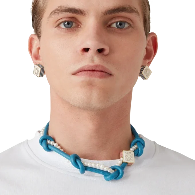 Collana annodata blu