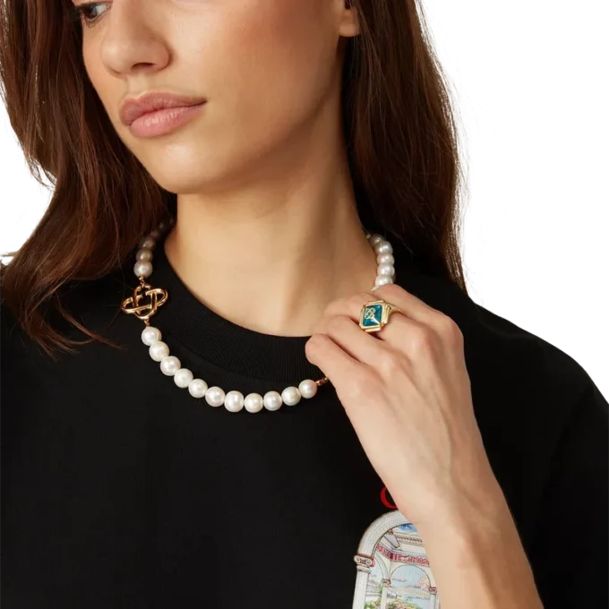 Collana con logo a perla media