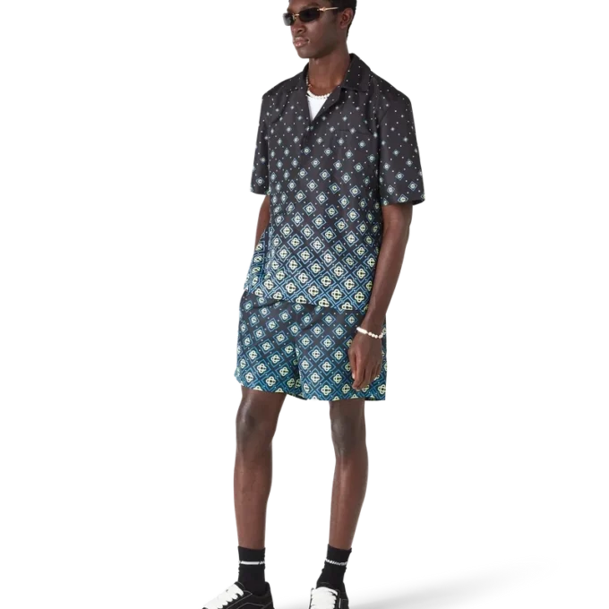 Costume da bagno a pantaloncini con monogramma nero sfumato Costume da bagno a pantaloncini con monogramma nero sfumato