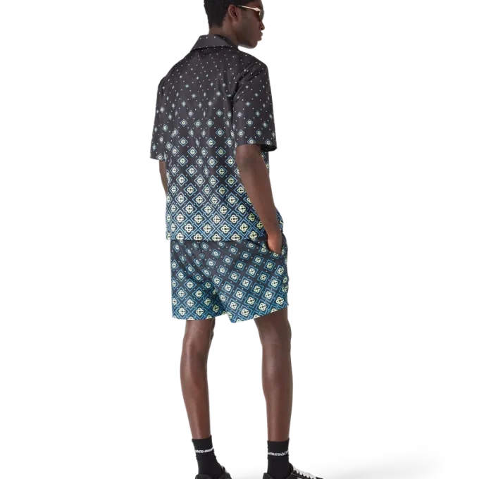 Costume da bagno a pantaloncini con monogramma nero sfumato Costume da bagno a pantaloncini con monogramma nero sfumato