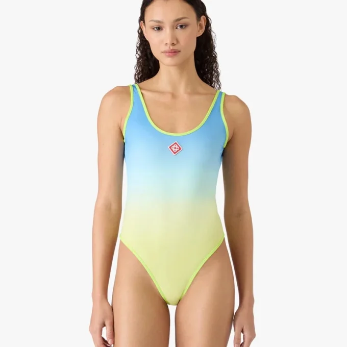 Costume da bagno con sfumature blu e giallo