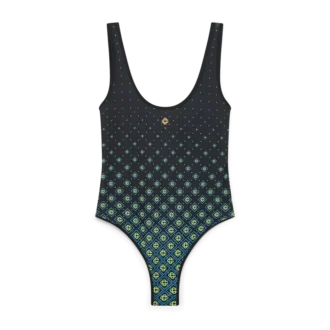 Costume da bagno nero sfumato con monogramma