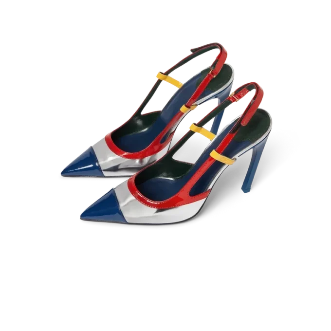 Décolleté con cinturino posteriore e arco cromato