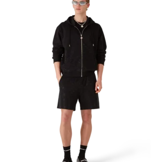 Felpa a maniche lunghe con monogramma in cristalli