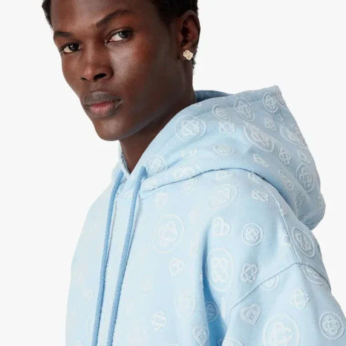 Felpa con cappuccio e monogramma applicato