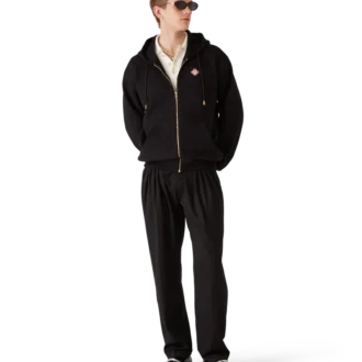 Felpa con cappuccio e zip con logo a rombi