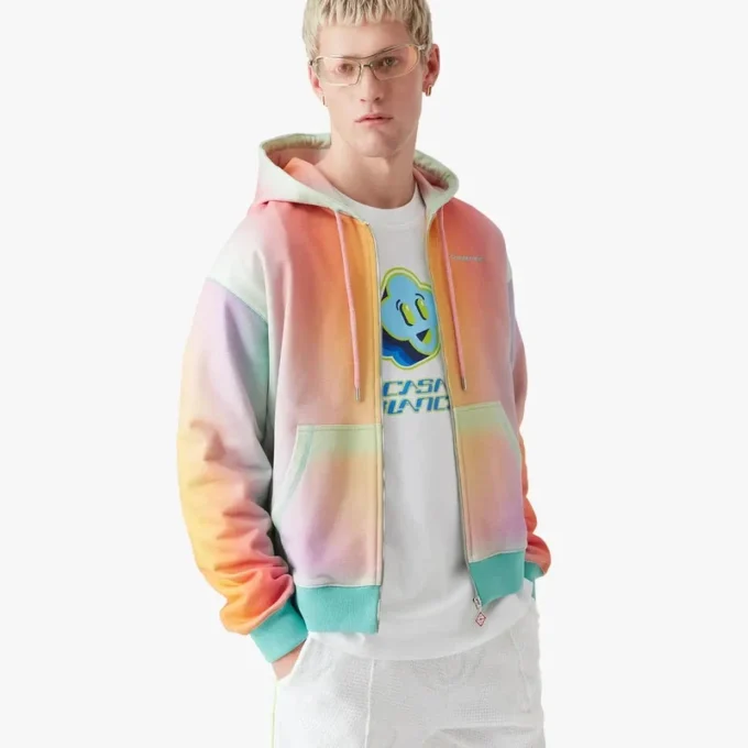 Felpa con cappuccio e zip Glass