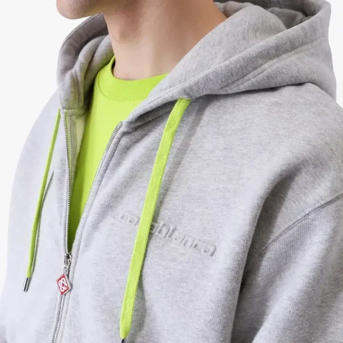 Felpa con cappuccio e zip in misto cashmere