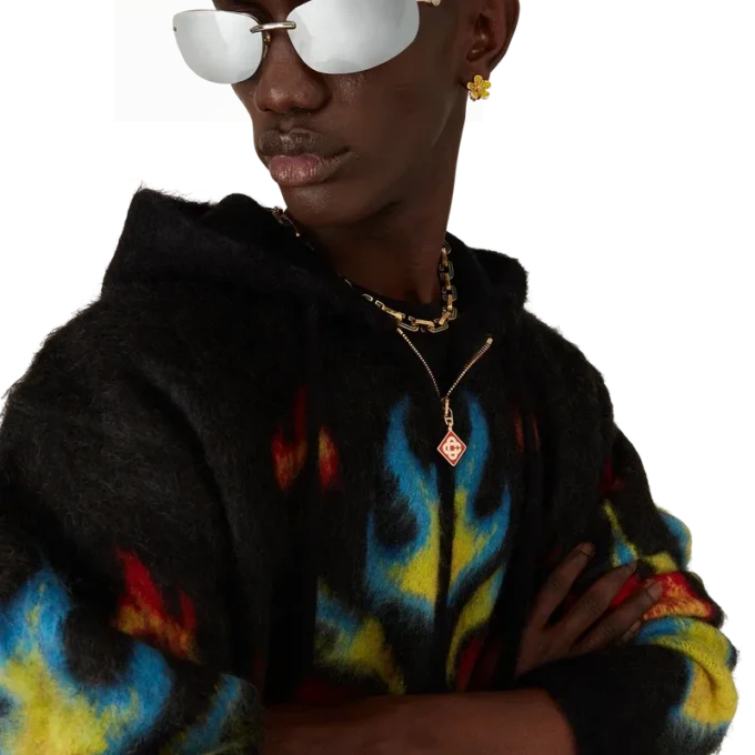 Felpa con cappuccio e zip Mohair Flame Laurel