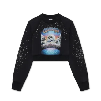 Felpa corta con decorazioni in cristallo La Pramonition