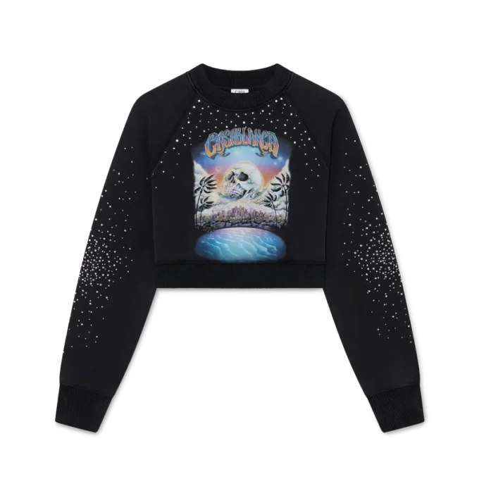 Felpa corta con decorazioni in cristallo La Pramonition