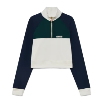 Felpa corta con zip a un quarto e blocchi di colore