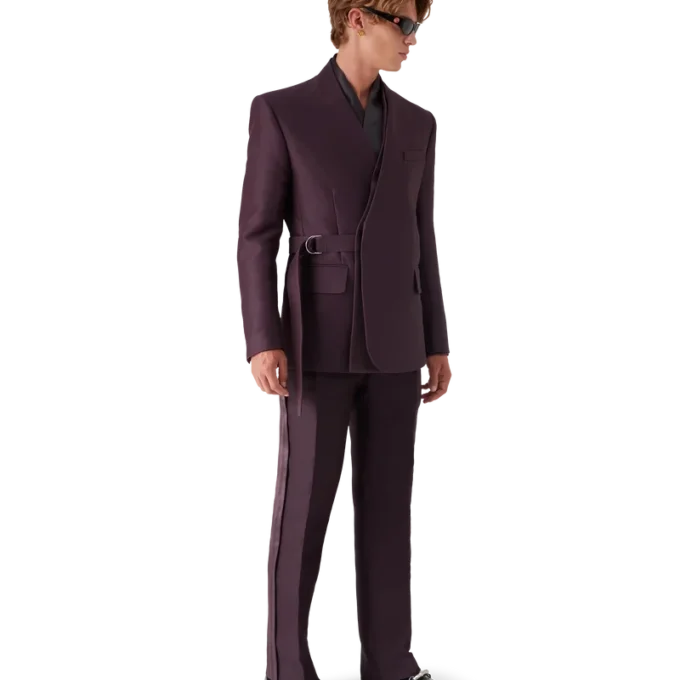 Giacca avvolgente sartoriale in misto lana e seta