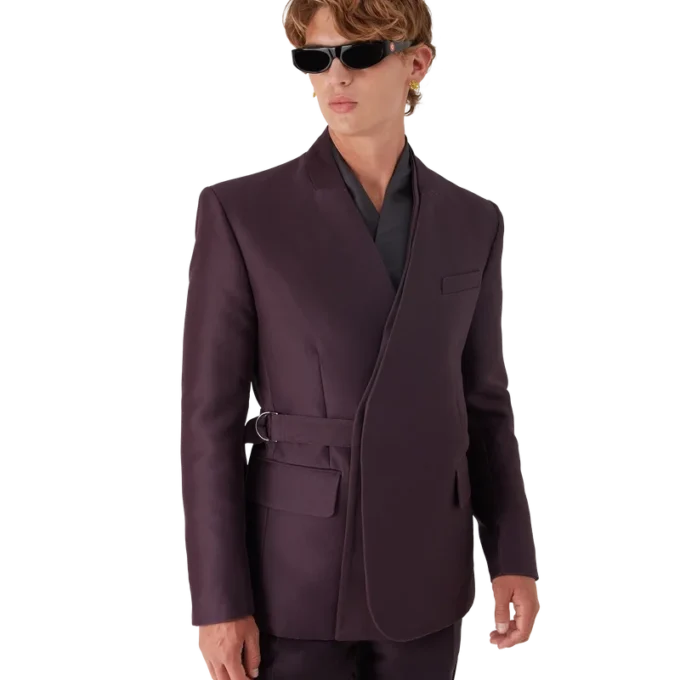 Giacca avvolgente sartoriale in misto lana e seta