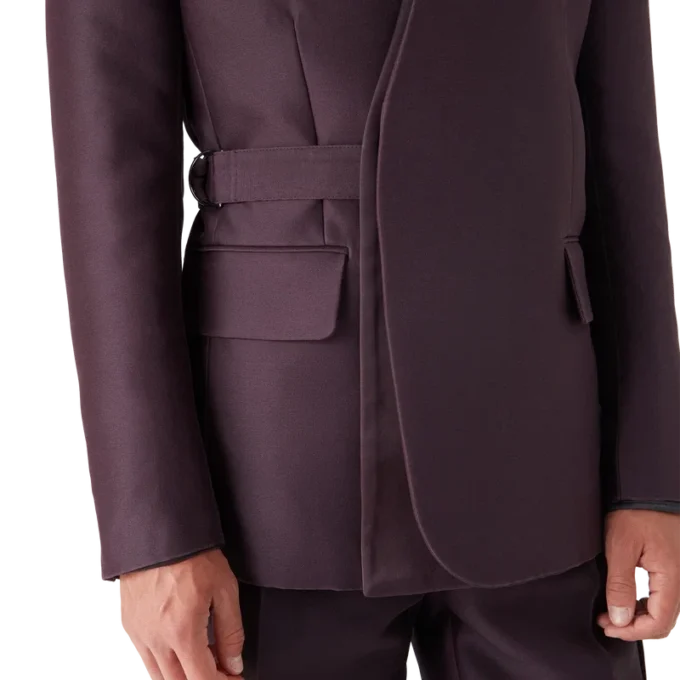 Giacca avvolgente sartoriale in misto lana e seta