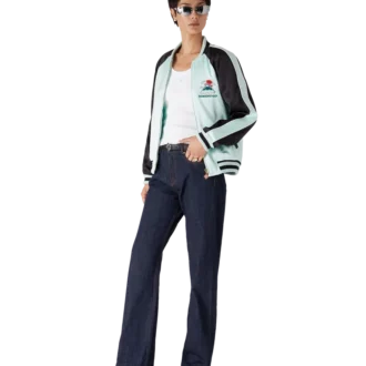 Giacca bomber in raso ricamata