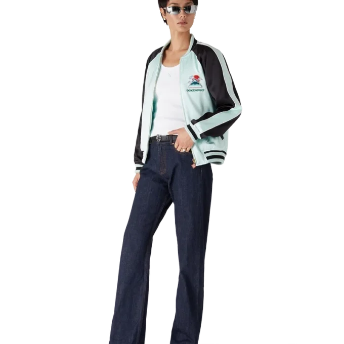 Giacca bomber in raso ricamata