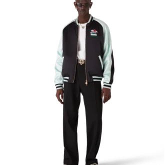 Giacca bomber in raso ricamata