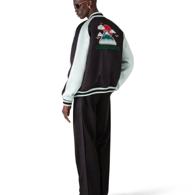 Giacca bomber in raso ricamata