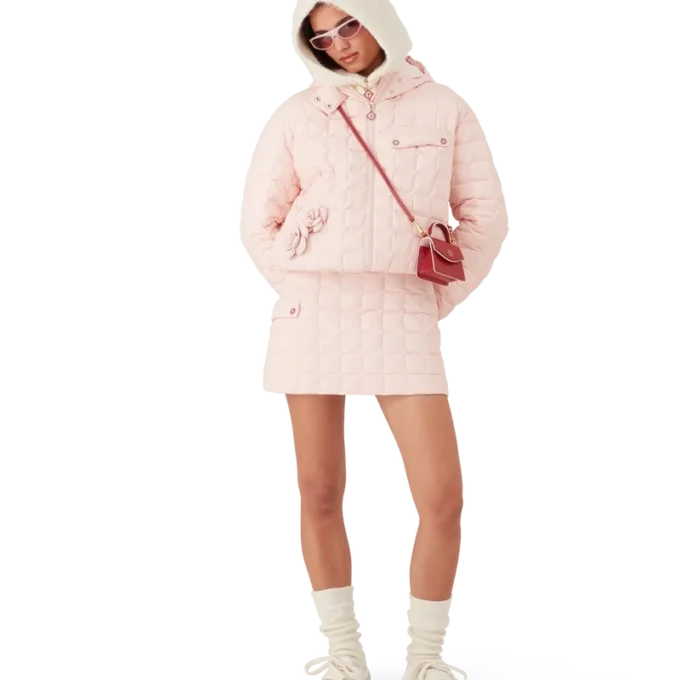 Giacca con cappuccio trapuntata in nylon