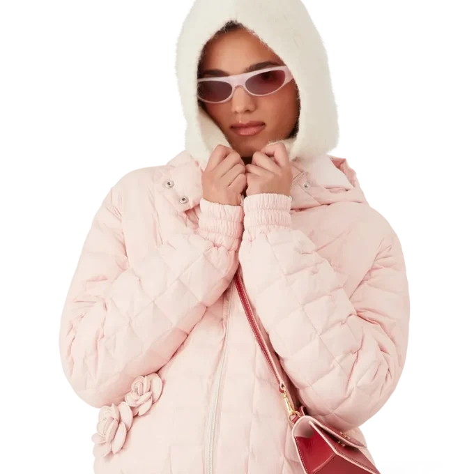 Giacca con cappuccio trapuntata in nylon