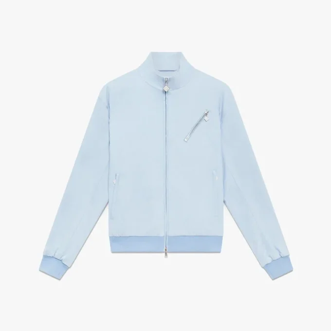 Giacca con zip in jacquard azzurro Giacca con zip in jacquard azzurro