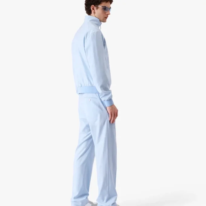 Giacca con zip in jacquard azzurro Giacca con zip in jacquard azzurro