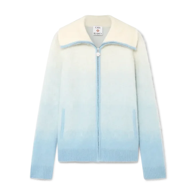 Giacca con zip in morbido mohair sfumato Giacca con zip in morbido mohair sfumato