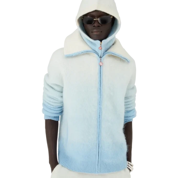 Giacca con zip in morbido mohair sfumato Giacca con zip in morbido mohair sfumato