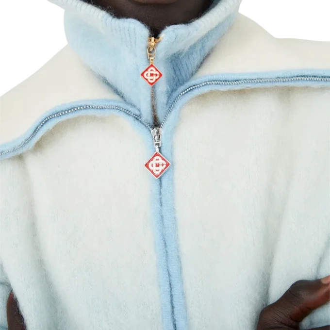 Giacca con zip in morbido mohair sfumato Giacca con zip in morbido mohair sfumato