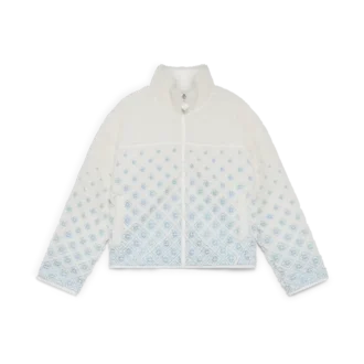 Giacca corta in pile con monogramma sfumato ricamato