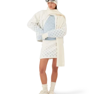 Giacca corta in pile con monogramma sfumato ricamato