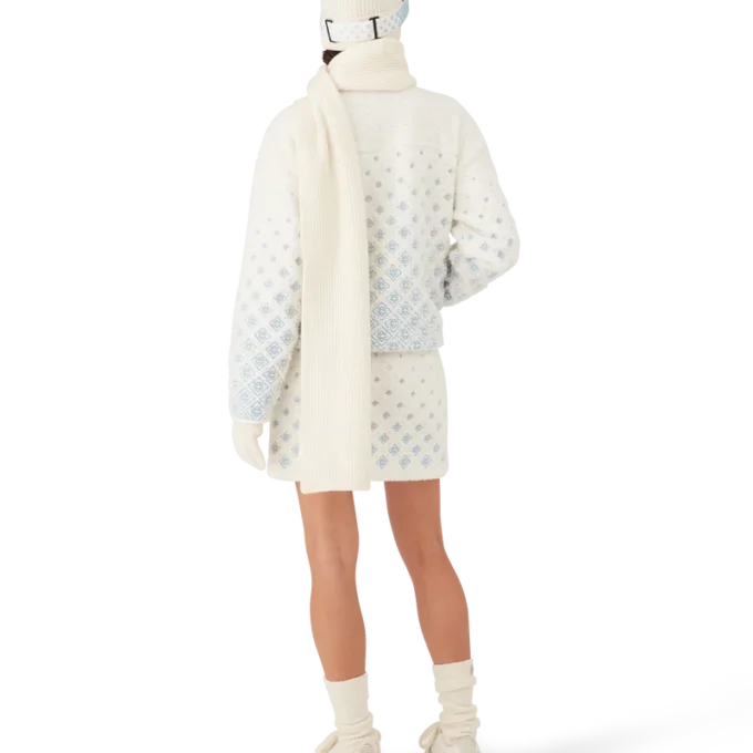 Giacca corta in pile con monogramma sfumato ricamato