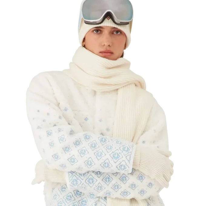 Giacca corta in pile con monogramma sfumato ricamato