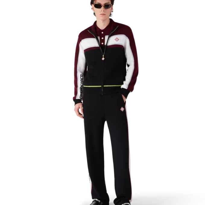 Giacca da allenamento in maglia merino a righe