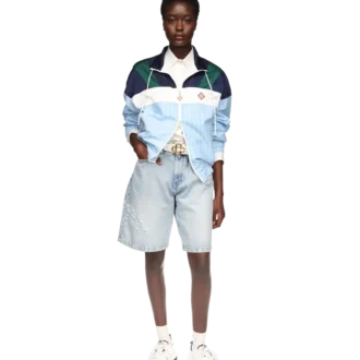 Giacca da tuta in nylon gessato