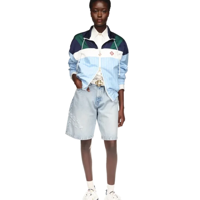 Giacca da tuta in nylon gessato