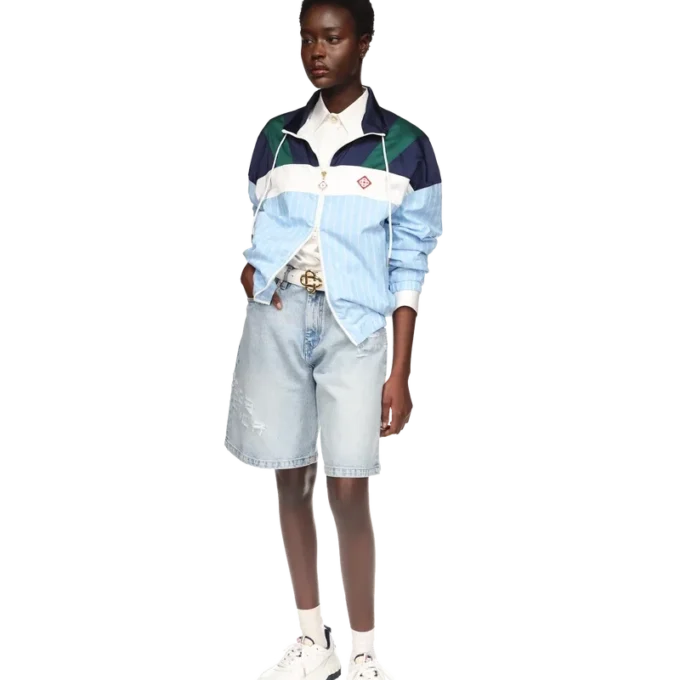 Giacca da tuta in nylon gessato