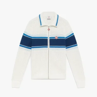 Giacca da tuta in rete a righe bianche e blu